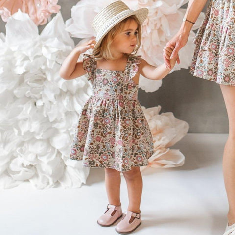 US Stockist of Mabel Pinafore Dress in Cherry Velvet Cord