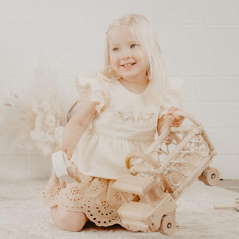 US Stockist of Aubrie Sakura Smock Top in Forget Me Knot Floral