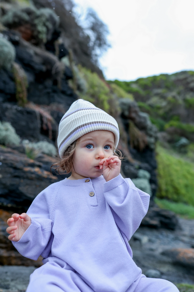US stockist of Grown's organic Star suit in Lilac