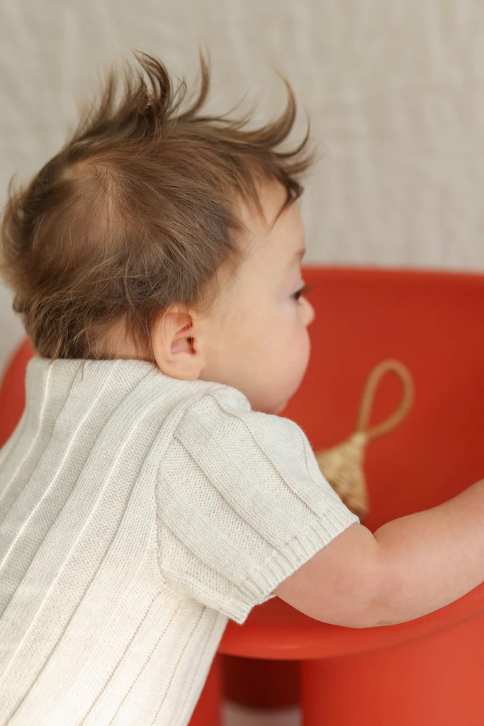 US stockist of Grown Clothing's short sleeve, wide rib tee bodysuit in Coconut