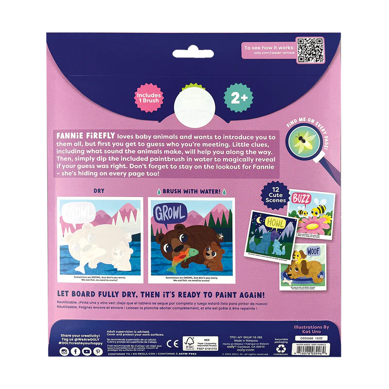 US stockist of Ooly's Water Amaze Water Reveal Boards - Baby Animals