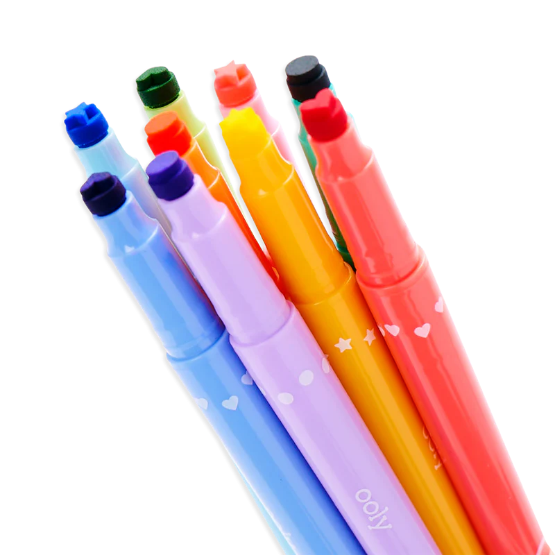 US stockist of Ooly's set of 9 Confetti Stamp Double Ended Markers
