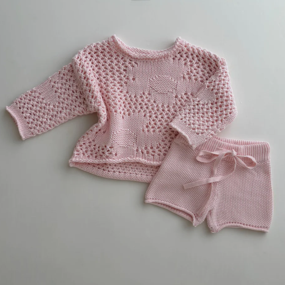 US stockist of Belle and Sun's Crochet Sweater in Cherry Blossom