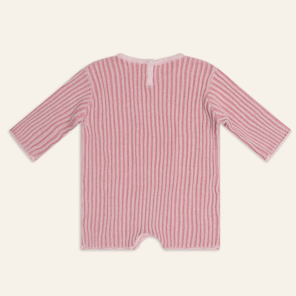US stockist of Illoura the Label's long sleeve essential knit romper in Strawberry Stripe
