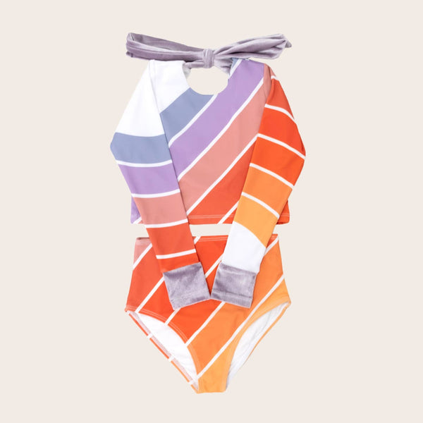 US stockist of Saint Ida's Naples Rainbow Long Sleeve Two Piece Swimsuit