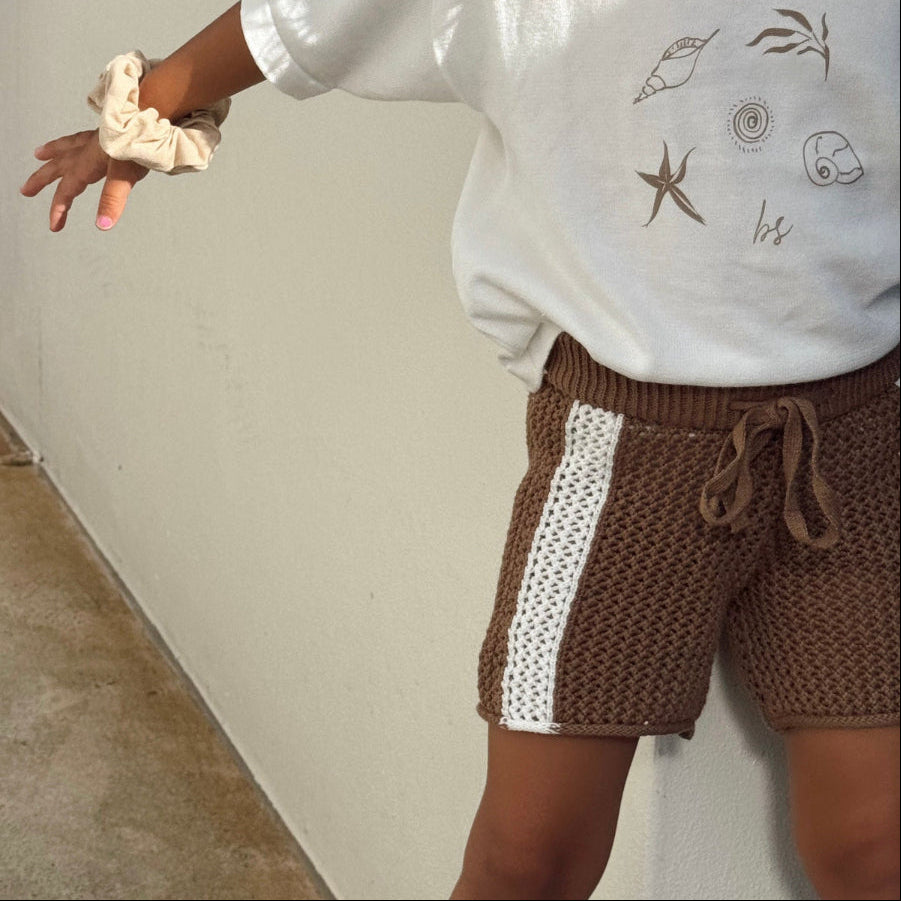 US stockist of Belle & Sun's Cacao Salt Crochet Shorts