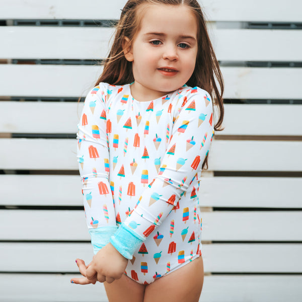 US stockist of Saint Ida's Coney Island Popsicle Long Sleeve One Piece Swimsuit