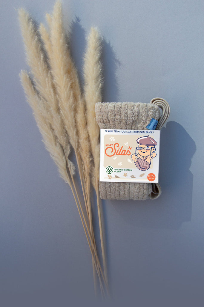 US stockist of Silly Silas' Granny Teddy Footless tights in Cream Blend