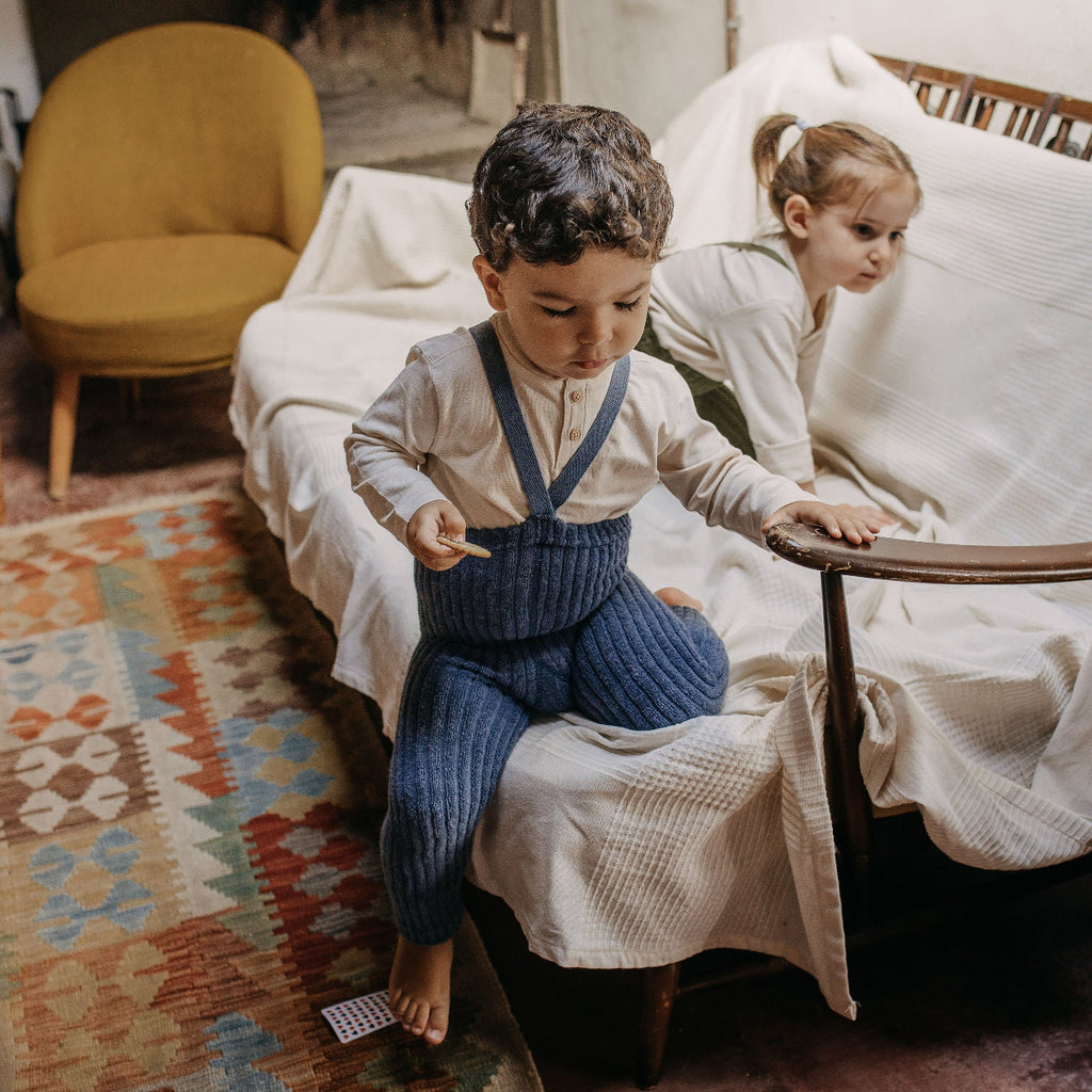 US stockist of Silly Silas' Granny Teddy Footless tights in Steel Blue
