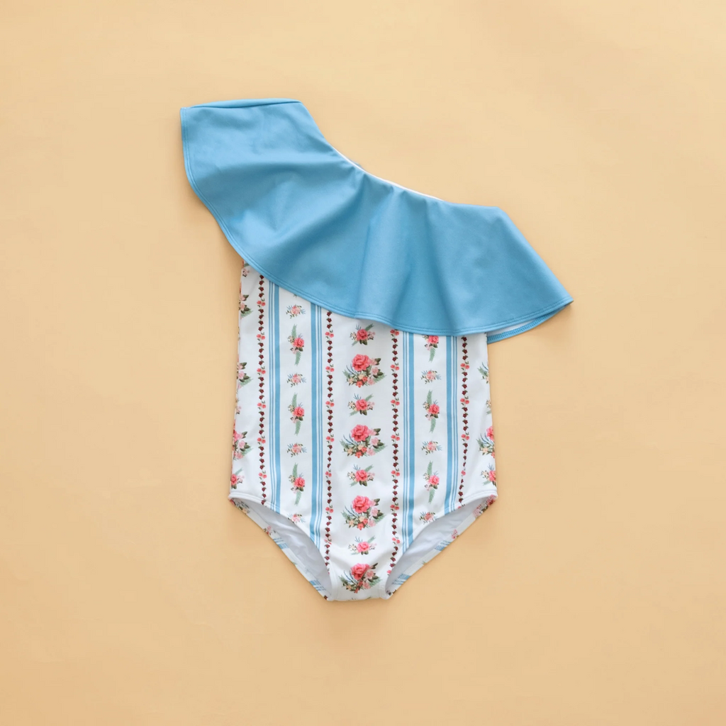 US stockist of Saint Ida's Primrose One Shoulder Ruffle Swimsuit