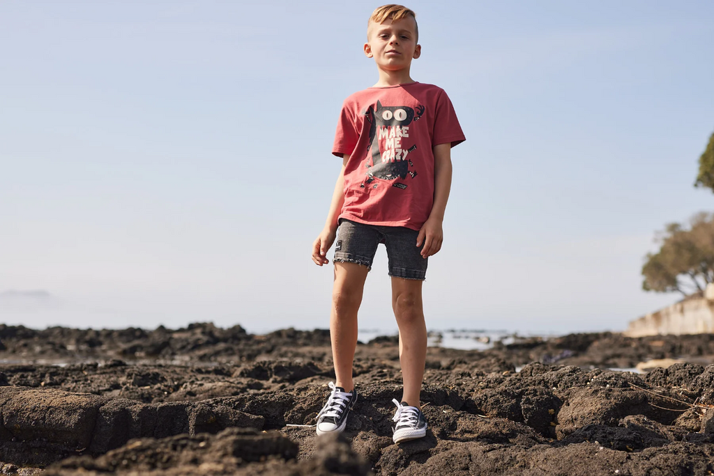 US stockist of Radicool Kid's Acid Wash Black Denim Shorts