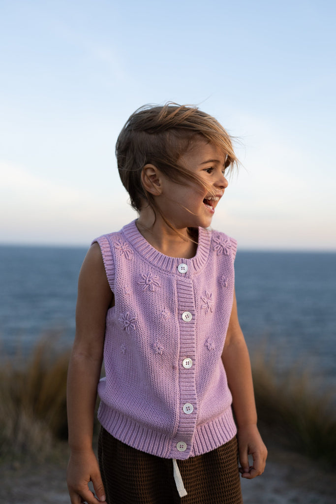 US stockist of Illoura the Label's Mauve Floral Knit Vest