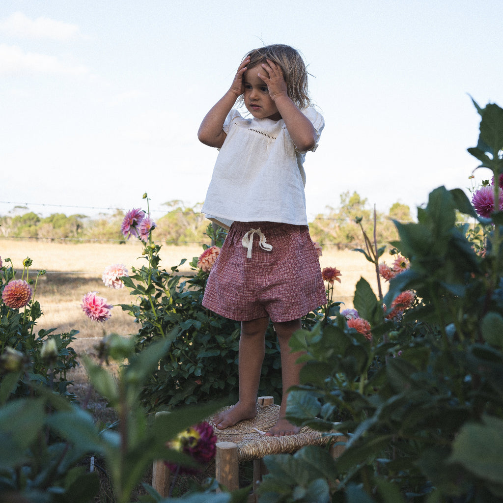 US stockist of Illoura the Label's Red Plaid Thea Shorts