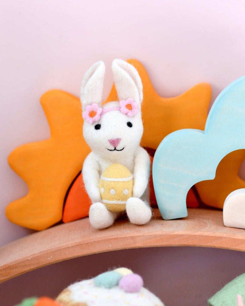 US stockist of Tara Treasures' felt rabbit with Easter Egg.
