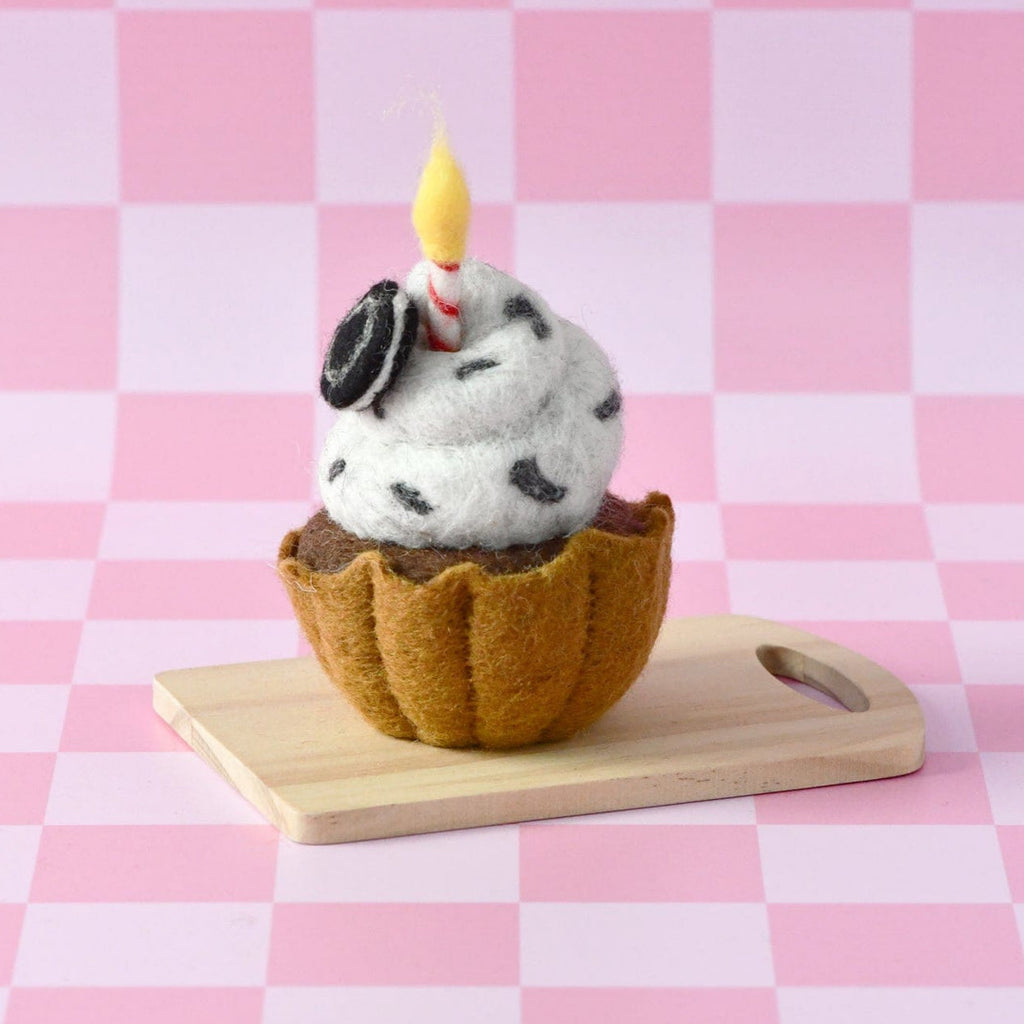 US stockist of Tara Treasures felt giant orea cupcake with candle