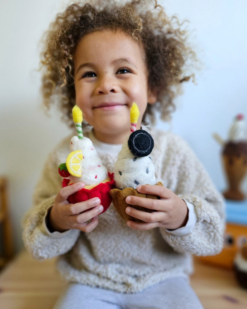 US stockist of Tara Treasures felt giant orea cupcake with candle