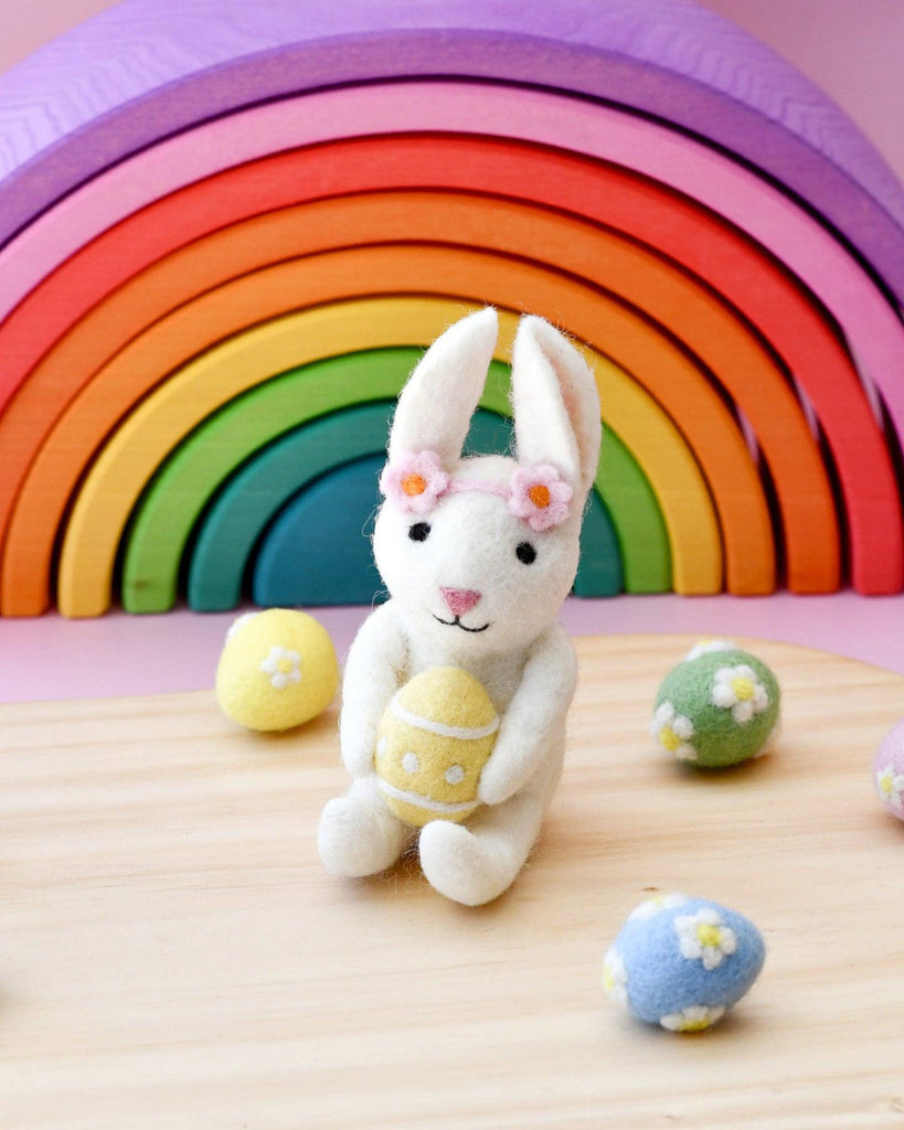 US stockist of Tara Treasures' felt rabbit with Easter Egg.