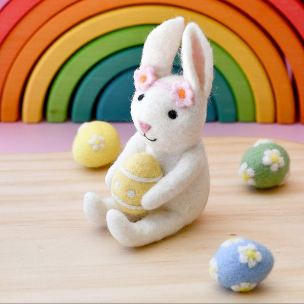 US stockist of Tara Treasures' felt rabbit with Easter Egg.