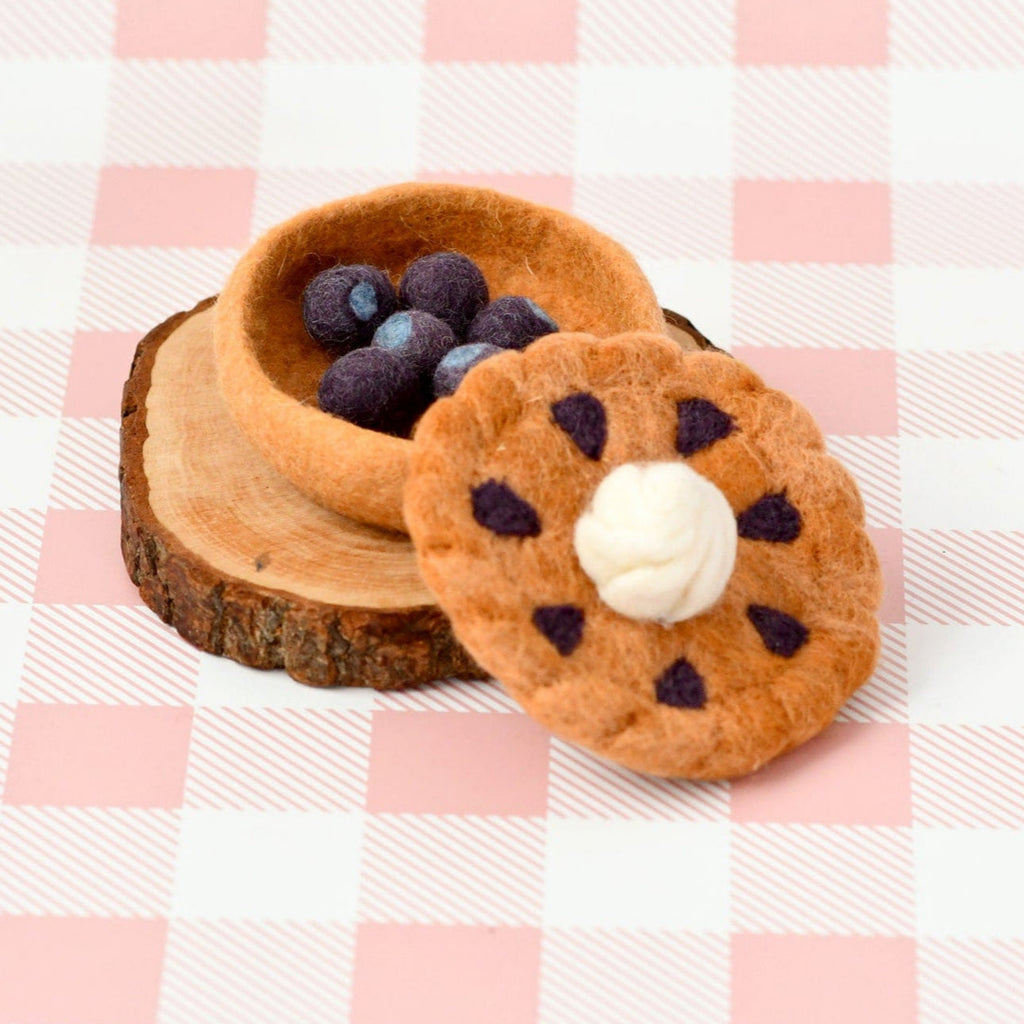 US stockist of Tara Treasures Felt Blueberry Pie Play food set.