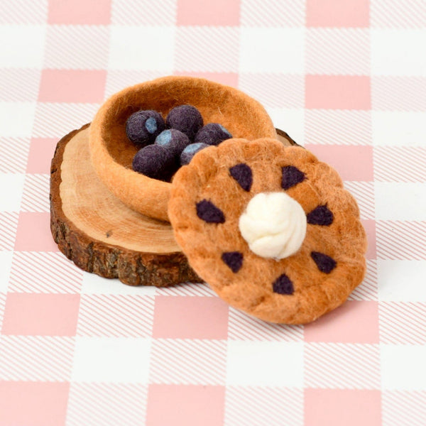 US stockist of Tara Treasures Felt Blueberry Pie Play food set.