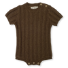 US stockist of Grown Clothing's short sleeve, wide rib tee bodysuit in Mud.