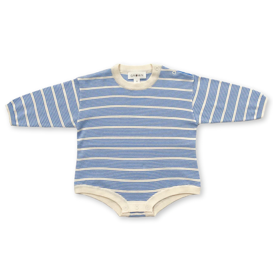 US stockist of Grown Clothing's organic Marine/Milk Stripe Romper