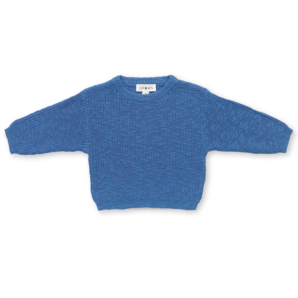US stockist of Grown Clothing's organic textured rib sweater in Marine
