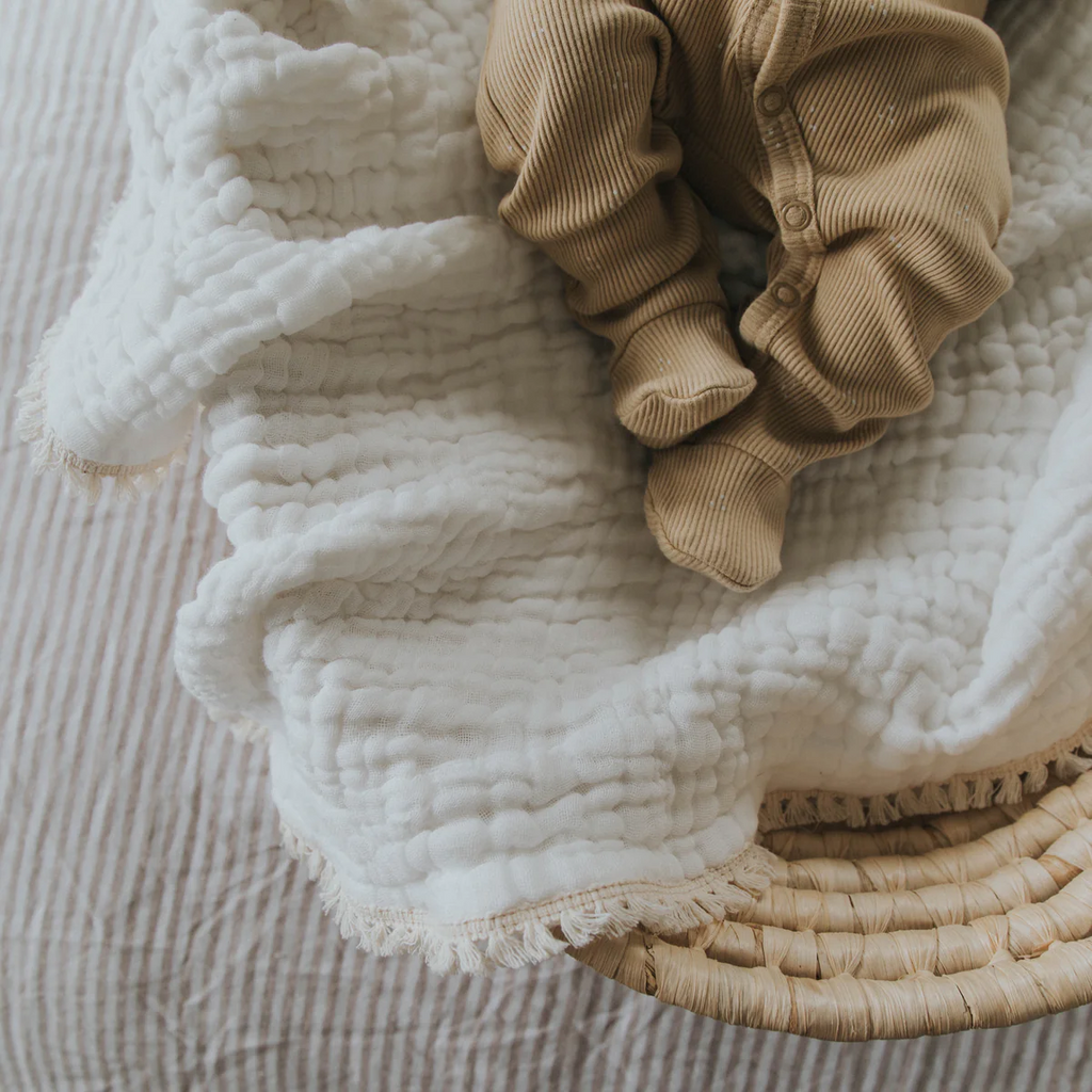 US stockist of Buck & Baa's Heirloom Muslin Baby Blanket