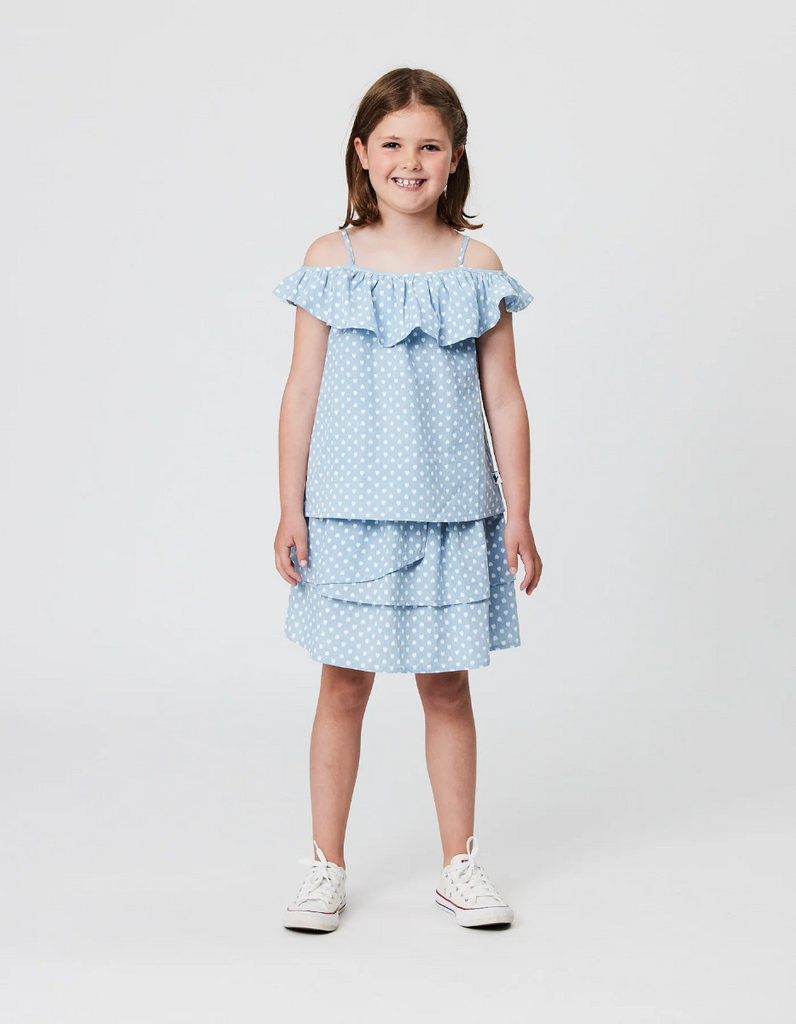 US stockist of Radicool Kids Hearts Chambray Rara Skirt
