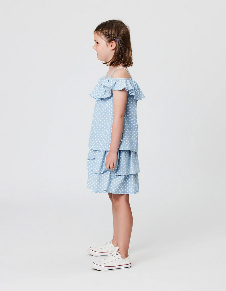 US stockist of Radicool Kids Heart Chambray Ruffle Top