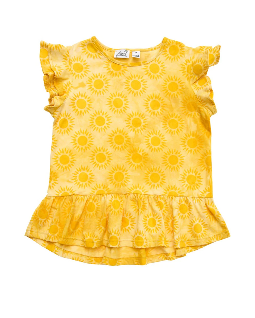 US stockist of Radicool Kids Sunshine Tie Dye Frill T-Shirt
