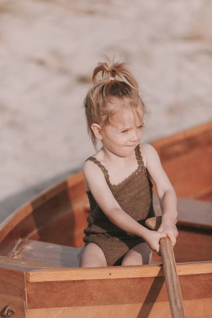 US stockist of Grown Clothing's hand crocheted Mud romper