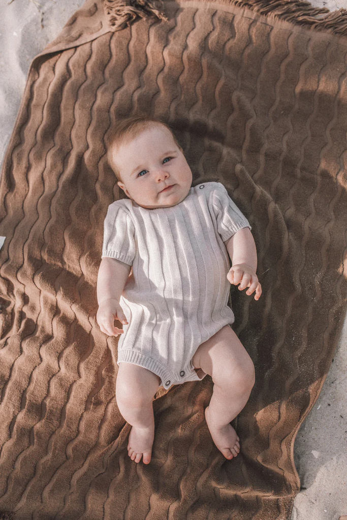 US stockist of Grown Clothing's short sleeve, wide rib tee bodysuit in Coconut