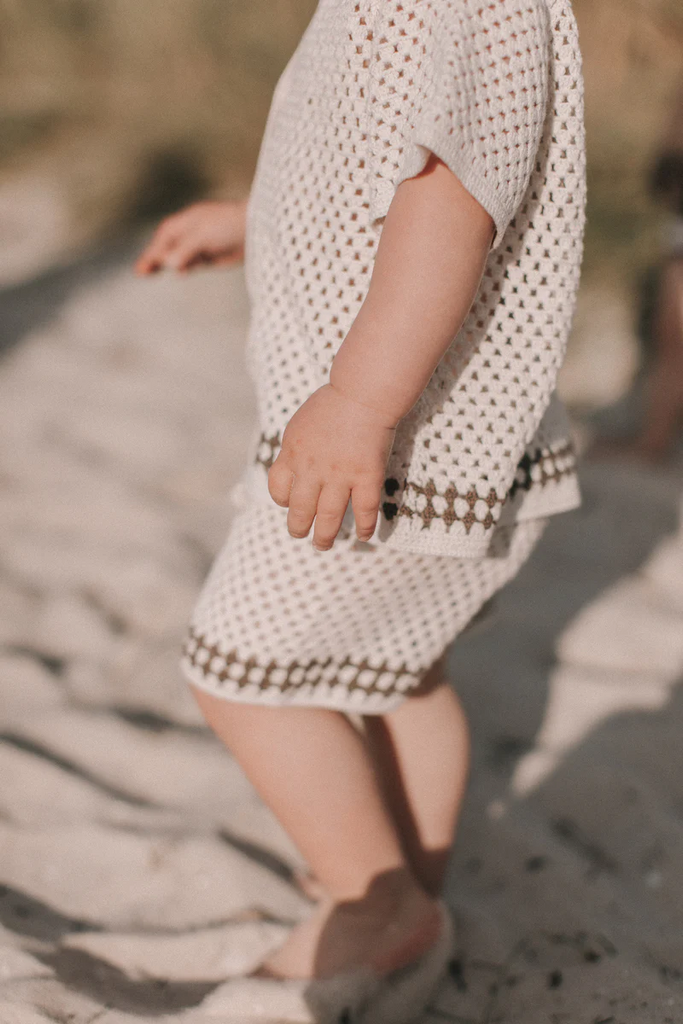 US stockist of Grown Clothing's hand crochet "Coconut" Shorts.