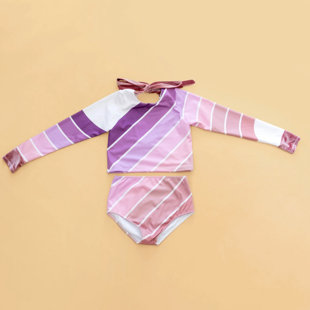 US stockist of Saint Ida's Purple Sands Rainbow  two piece swimsuit