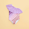 US stockist of Saint Ida's Purple Sands Rainbow One Shoulder Ruffle Swimsuit