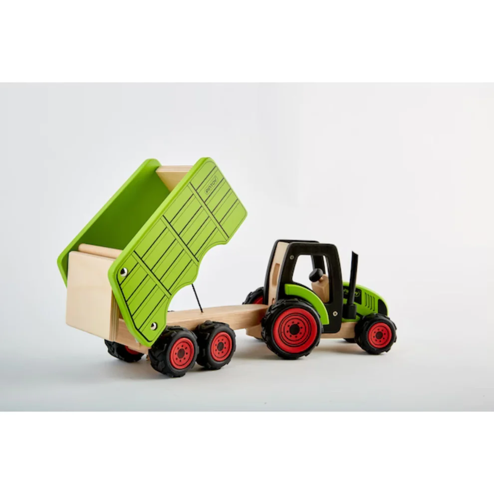 US stockist of PinToy's Wooden Tractor & Trailer