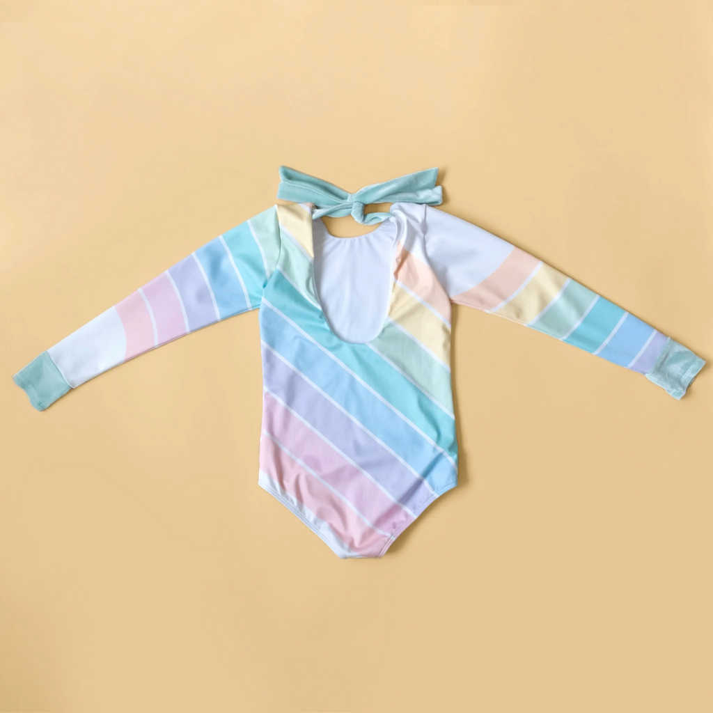 US stockist of Saint Ida's West Coast Rainbow One Piece long sleeve swimsuit