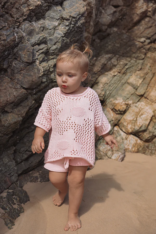 US stockist of Belle & Sun's Crochet Shorts in Cherry Blossom
