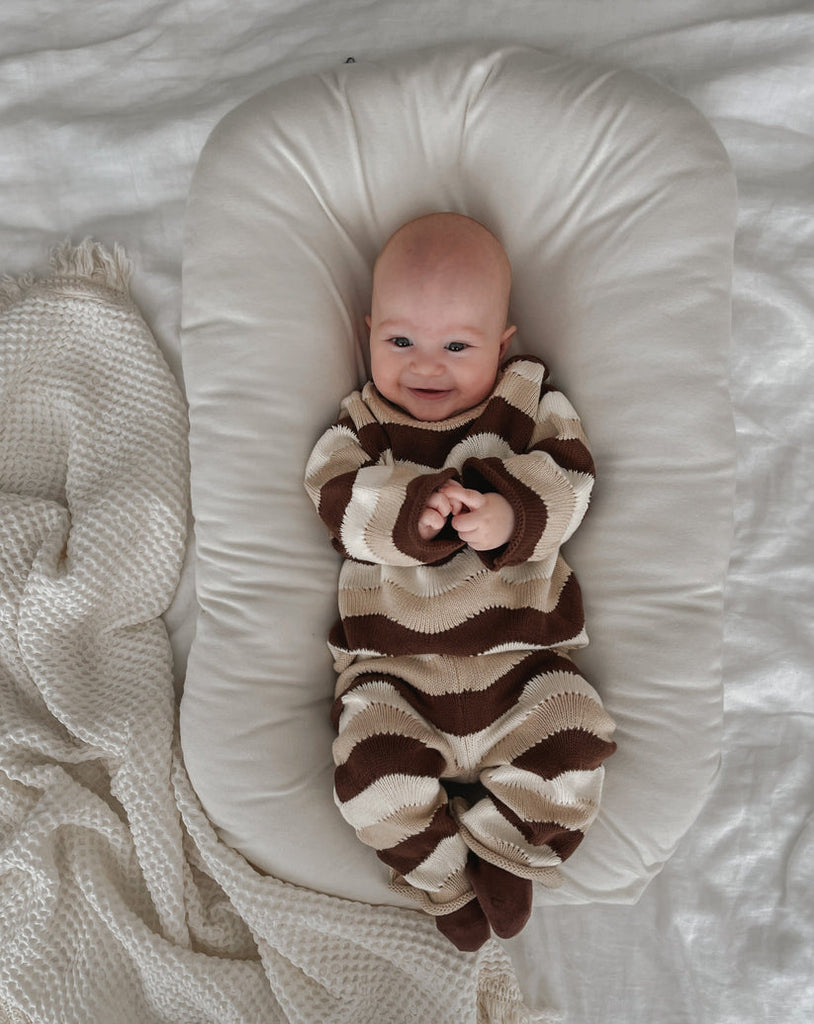 US stockist of Belle & Sun's Wave knit pants in Earth.