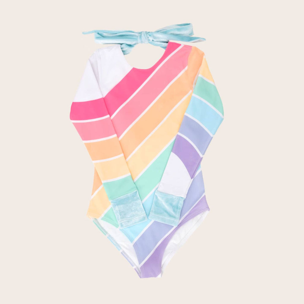 US stockist of Saint Ida's Playa del Rey Rainbow long sleeve one piece swimsuit