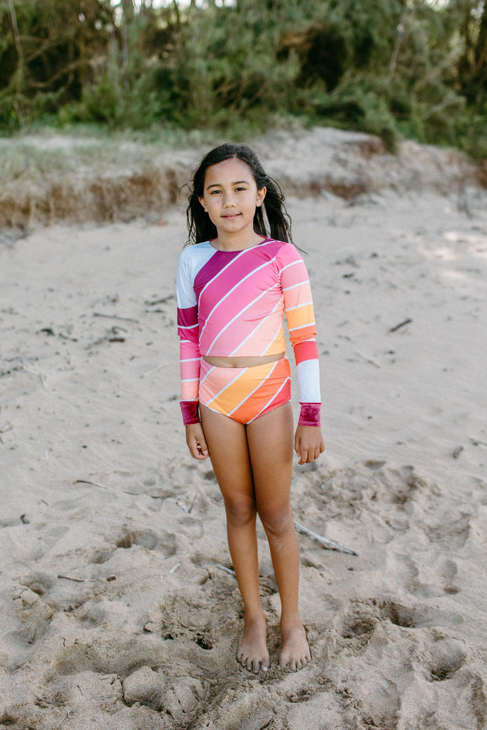US stockist of Saint Ida's Sunset Beach Rainbow  two piece swimsuit