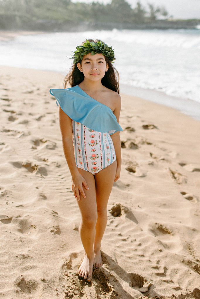 US stockist of Saint Ida's Primrose One Shoulder Ruffle Swimsuit