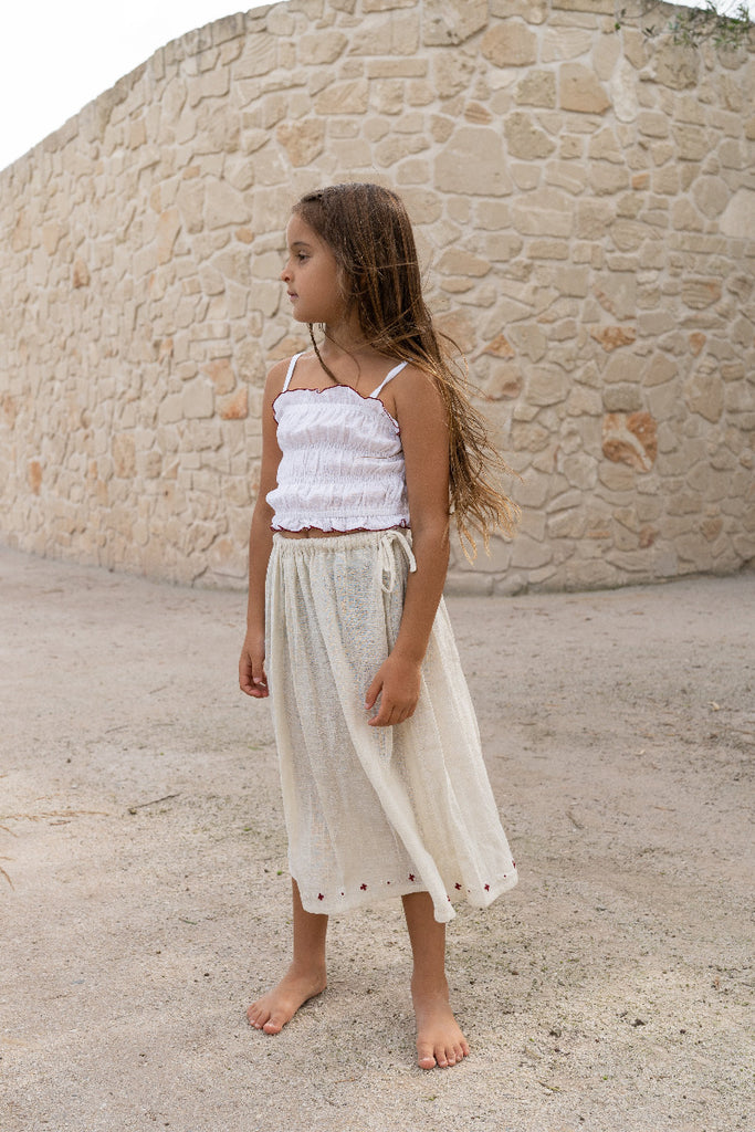 US stockist of Illoura the Label's White Shirred Crop Top