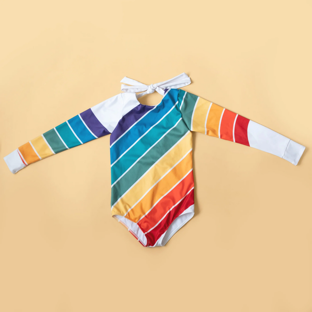 US stockist of Saint Ida's Forever Summer Rainbow One Piece long sleeve swimsuit