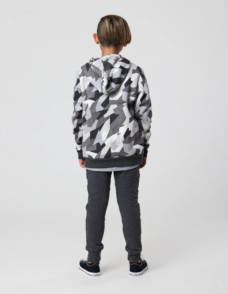 US stockist of Radicool Kids Geometric Camo Zip Hooded Jacket