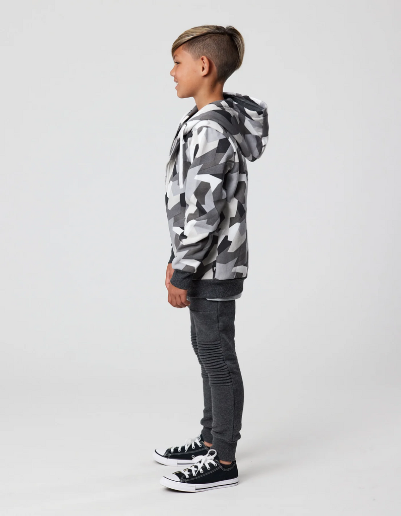 US stockist of Radicool Kids Geometric Camo Zip Hooded Jacket