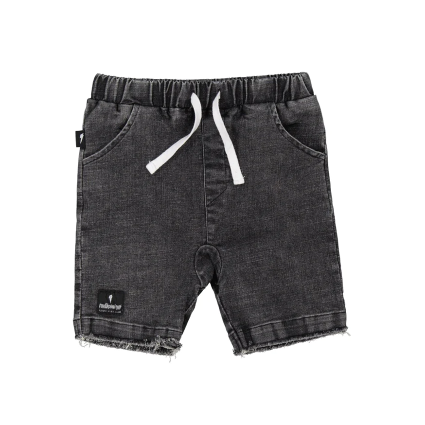 US stockist of Radicool Kid's Acid Wash Black Denim Shorts