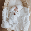 US stockist of Buck & Baa's organic cotton rib zip romper in gender neutral Milk.  