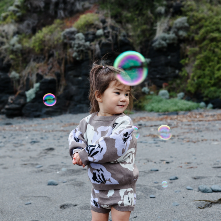 US stockist of Grown's organic cotton abstract Rosie Sweater